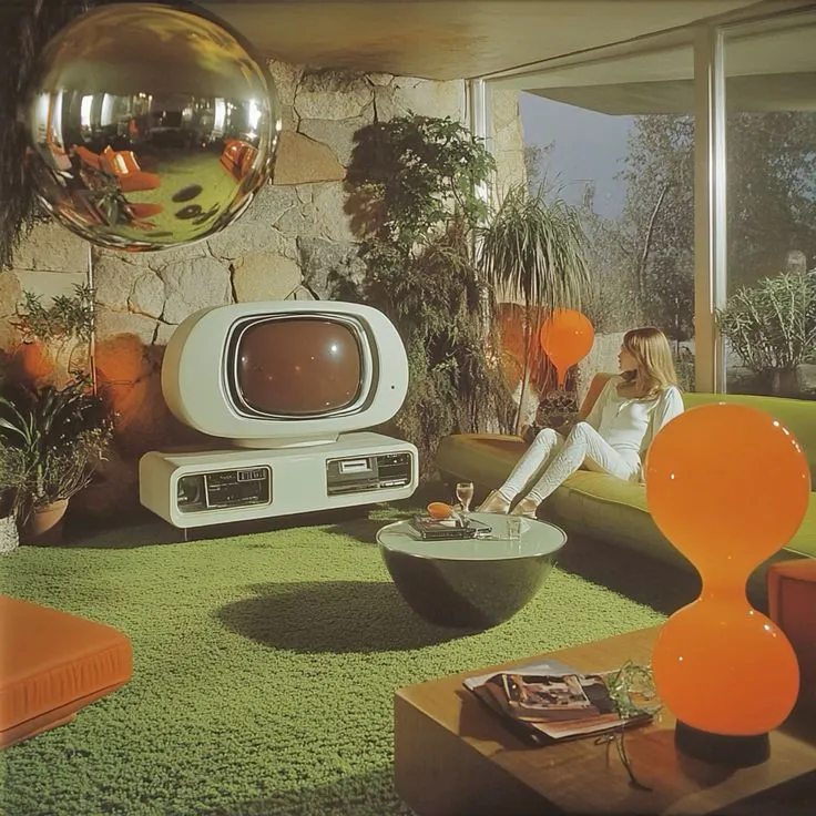 AI imagination of retro-futuristic aesthetics